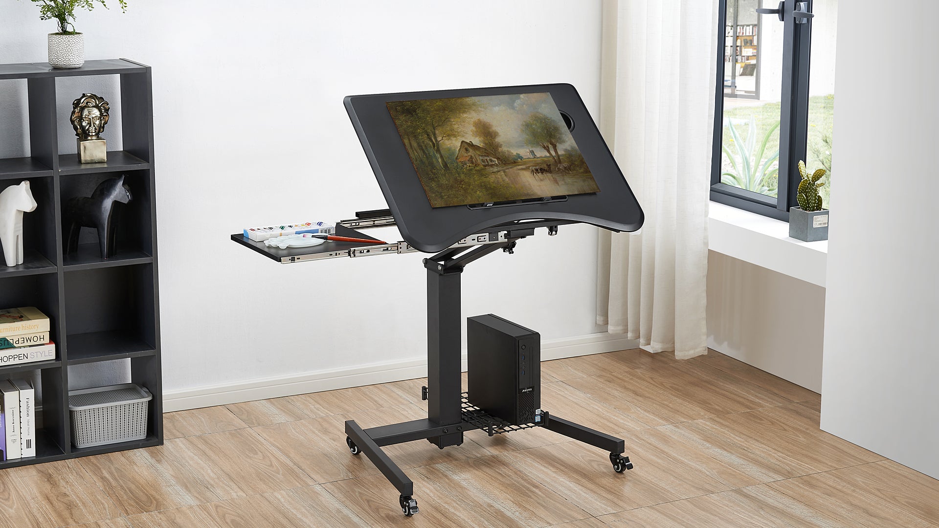 tot nu Materialisme zegen Height Adjustable Rolling Laptop Stand Up Desk Overbed Table with Wheels  Adjustable Height