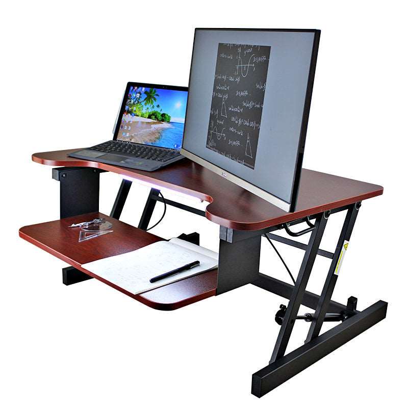 Standing Desk with Height Adjustable Stand Up Desk Converter Brown