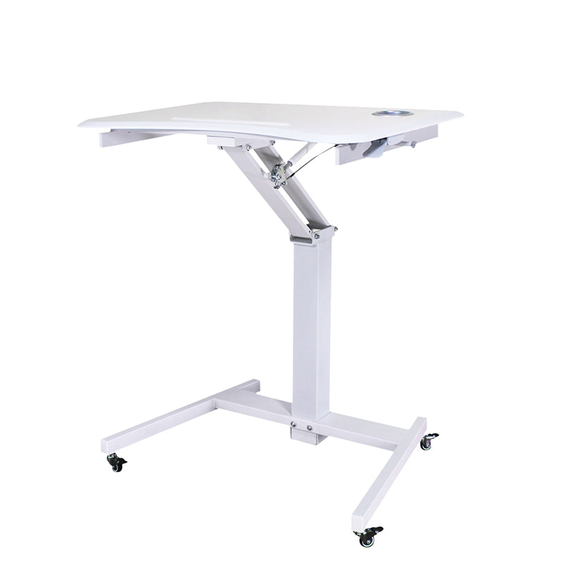 Advanced Pneumatic Adjustable Height Mobile Laptop Desk, Sit and Stand Mobile, Excellent Lectern for Classrooms, Offices, and Home White