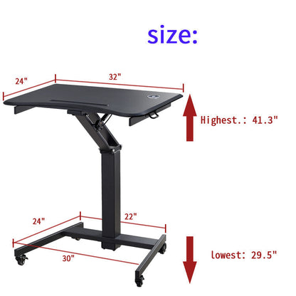 Advanced Pneumatic Adjustable Height Mobile Laptop Desk, Sit and Stand Mobile, Excellent Lectern for Classrooms, Offices, and Home