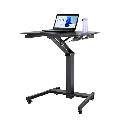 Advanced Pneumatic Adjustable Height Mobile Laptop Desk, Sit and Stand Mobile, Excellent Lectern for Classrooms, Offices, and Home Black