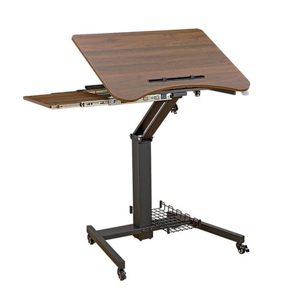 Height Adjustable Rolling Laptop Stand Up Desk Overbed Table with Wheels Adjustable Height American black walnut