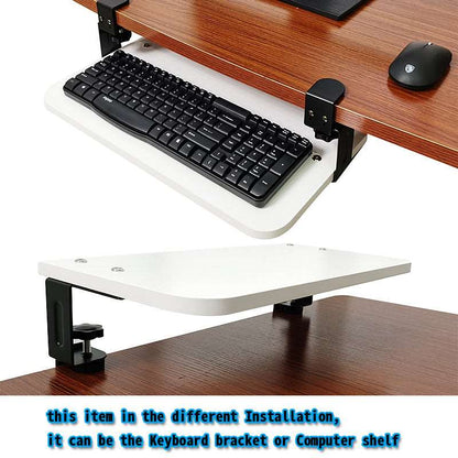 Keyboard Tray Table or Monitor Desk Stand Clamp on Design in Two modes White (46x24cm)