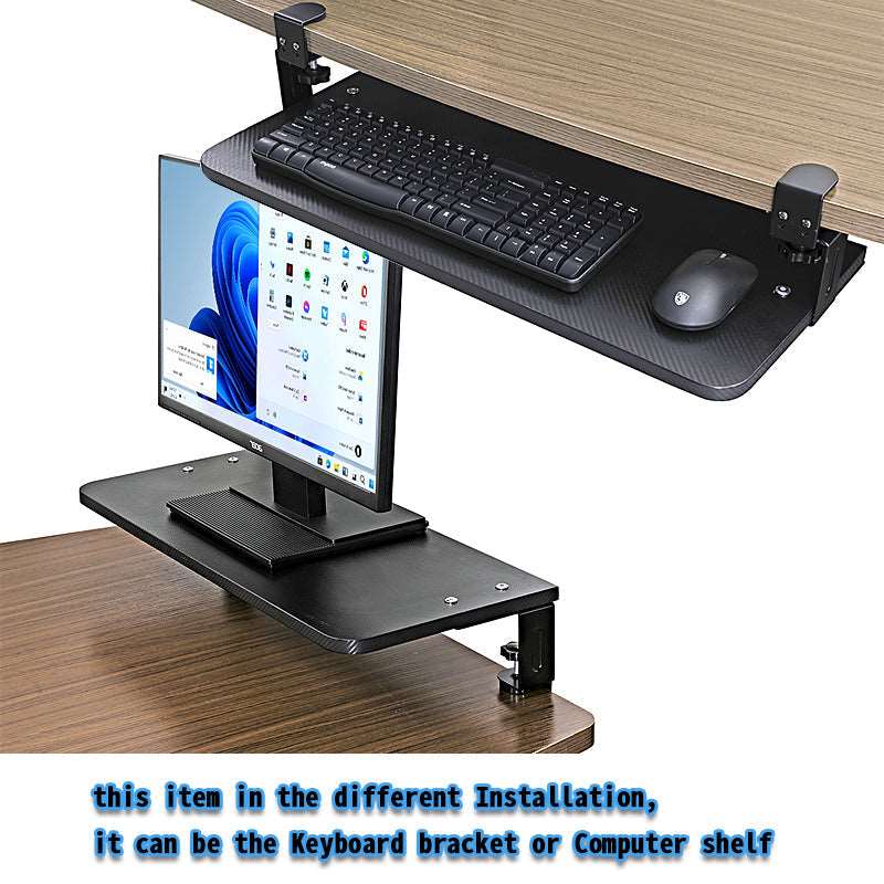 Keyboard Tray Table or Monitor Desk Stand Clamp on Design in Two modes Black Carbon Fibre (60x26cm)