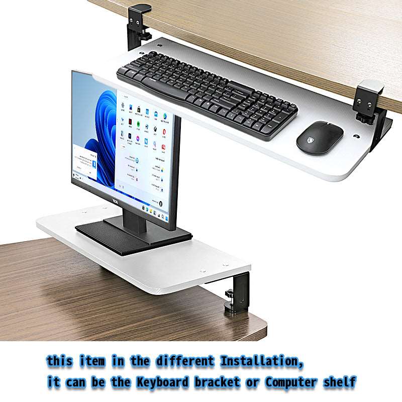 Keyboard Tray Table or Monitor Desk Stand Clamp on Design in Two modes White Carbon Fibre (60x26cm)