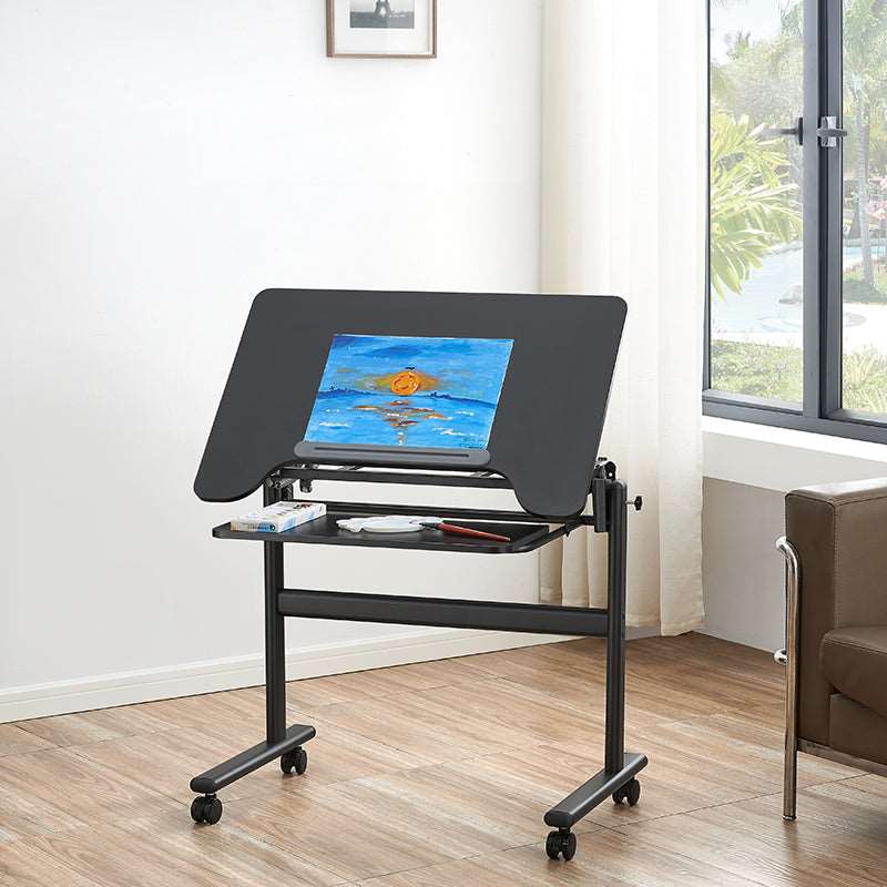 Mobile Couch Snack Side Table with Tiltable Drawing Board, Sofa Bedside for for Home Office Bedroom Living Room