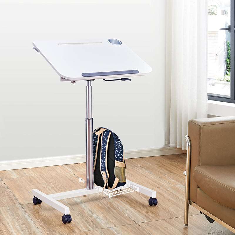 Mobile Standing Desk Height Adjustable and Tilt Laptop Stand Lectern, Workstation with Wheels, Pneumatic Adjustable Podium with Tilt Laptop Table
