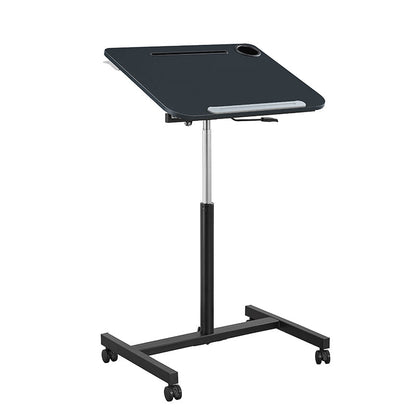 Mobile Standing Desk Height Adjustable and Tilt Laptop Stand Lectern, Workstation with Wheels, Pneumatic Adjustable Podium with Tilt Laptop Table Black