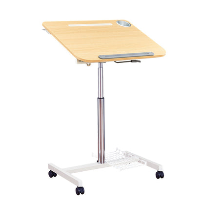 Mobile Standing Desk Height Adjustable and Tilt Laptop Stand Lectern, Workstation with Wheels, Pneumatic Adjustable Podium with Tilt Laptop Table Light Oak+Computer Tower Stand