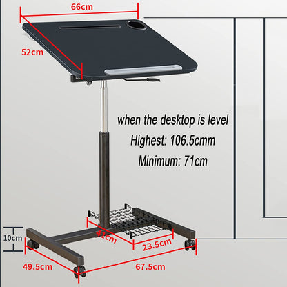 Mobile Standing Desk Height Adjustable and Tilt Laptop Stand Lectern, Workstation with Wheels, Pneumatic Adjustable Podium with Tilt Laptop Table