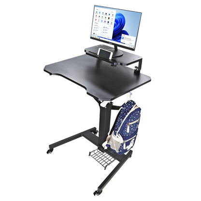 Mobile Standing Game Desk Height Adjustable Pneumatic Adjustable, Workstation, Study Desk Black+Monitor Stand Riser+Computer Tower Stand