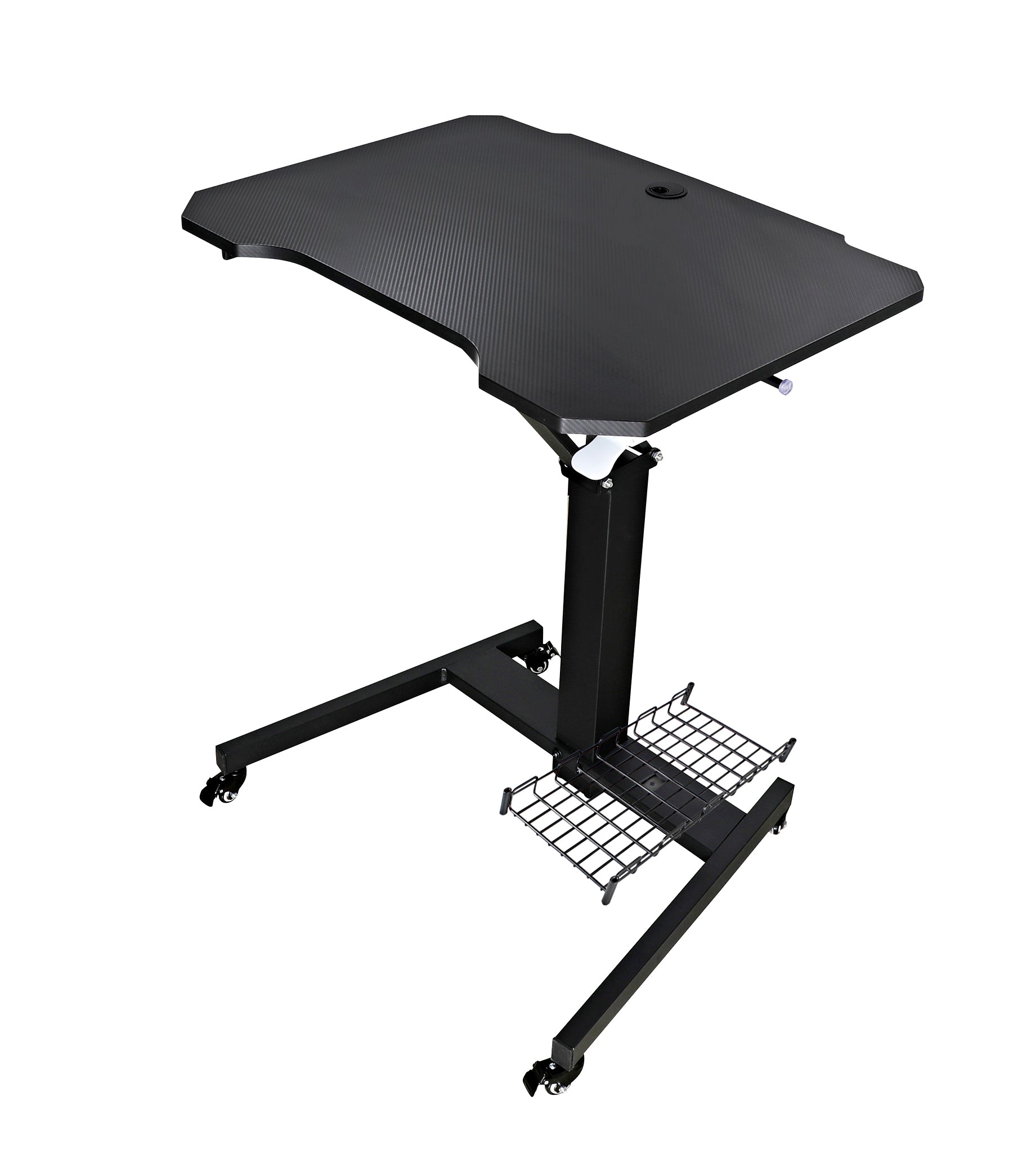 Mobile Standing Game Desk Height Adjustable Pneumatic Adjustable, Workstation, Study Desk Black+Computer Tower Stand