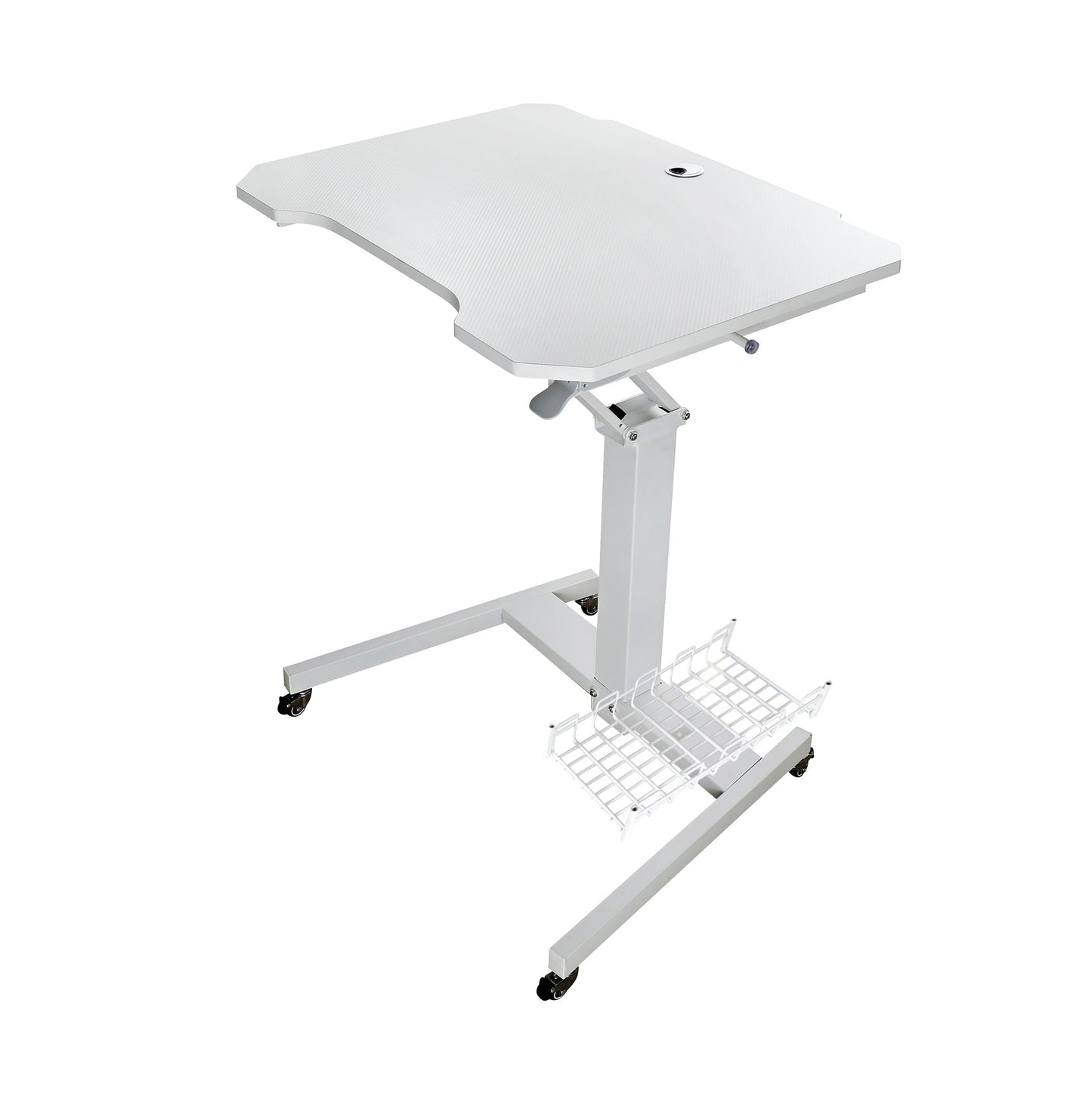 Mobile Standing Game Desk Height Adjustable Pneumatic Adjustable, Workstation, Study Desk White+Computer Tower Stand