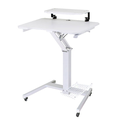 Mobile Standing Game Desk Height Adjustable Pneumatic Adjustable, Workstation, Study Desk White+Monitor Stand Riser+Computer Tower Stand