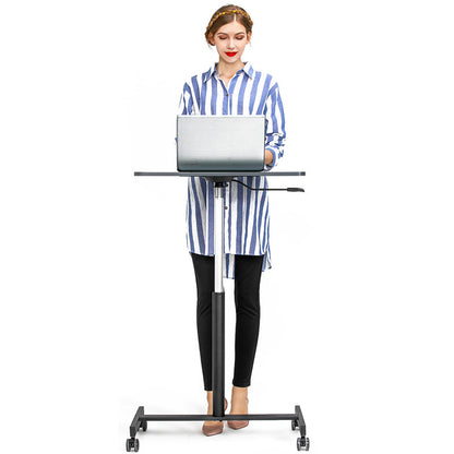 Pneumatic Adjustable Height Mobile Laptop Desk, Sit and Stand Mobile, Excellent Lectern for Classrooms, Offices, and Home