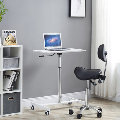 Pneumatic Adjustable Height Mobile Laptop Desk, Sit and Stand Mobile, Excellent Lectern for Classrooms, Offices, and Home